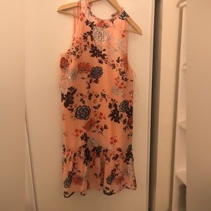 Mini pink floral dress with high neck - new with tags